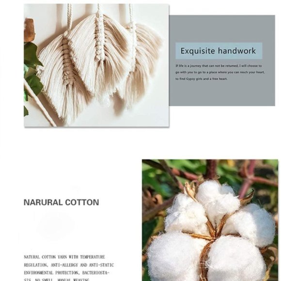 2 pcs Macrame Star Leaf Tassel Boho Wall Hanging - Picture 2 of 7